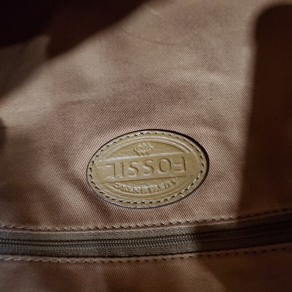 Fossil Riley Pebbled Leather Backpack Purse Medium Camel Tan Double Strap Bag - Picture 15 of 16